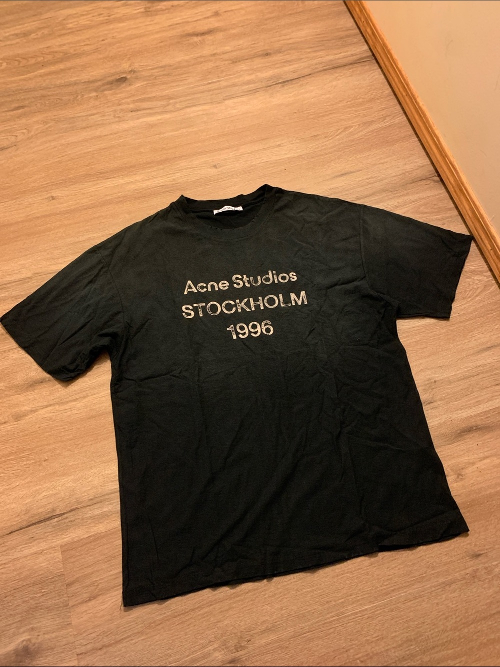 Acne Studios Black Tee with Cream Logo